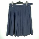 スクールスカート 冬物 w69-丈58 紺 中学 高校 プリーツ 学生服 制服 女子 中古 HK5391