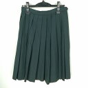 スクールスカート 冬物 w63-丈55 緑 中学 高校 プリーツ 学生服 制服 女子 中古 HK5398
