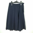 スクールスカート 冬物 w66-丈67 紺 中学 高校 プリーツ 学生服 制服 女子 中古 HK5404