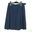 スクールスカート 冬物 w66-丈61 紺 中学 高校 プリーツ 学生服 制服 女子 中古 HK5539