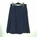 スクールスカート 夏物 w62-丈63 紺 中学 高校 プリーツ 学生服 制服 女子 中古 HK5545
