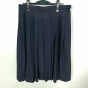 スクールスカート 大きいサイズ 夏物 w75-丈64 紺 中学 高校 プリーツ 学生服 制服 女子 中古 HK9239