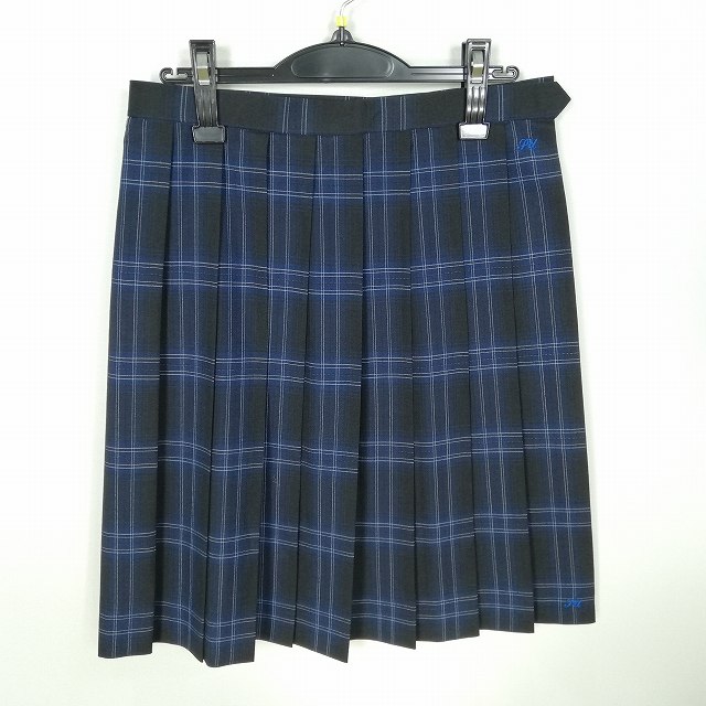 スクールスカート 夏物 w69-丈56 チェック 岐阜関有知高校 プリーツ 学生服 制服 女子 中古 HK9353