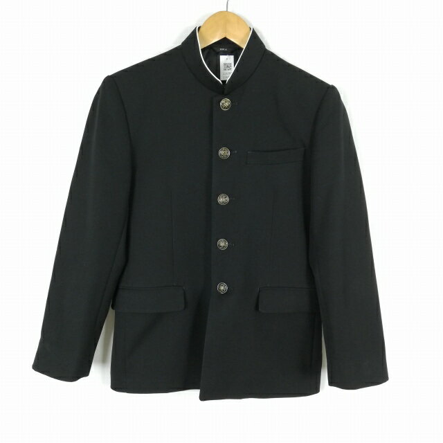 学生服 学ラン 160A 男子 カンコー 上着 標準型学生服 ラウンドカラー カシドス 黒 中古 ランクC a3 JJ6384