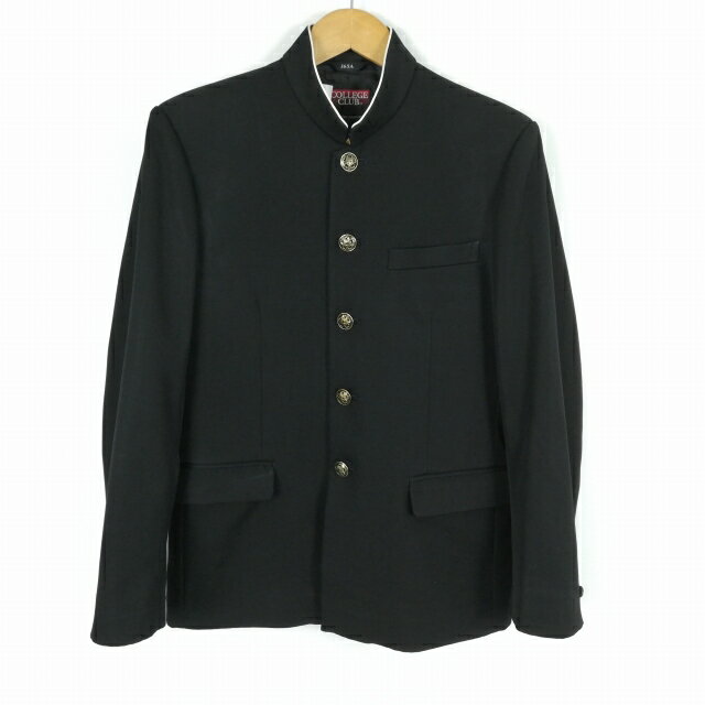学生服 学ラン 165A 男子 上着 ウール混 ラウンドカラー カシドス 黒 中古 ランクC a3 JJ6389