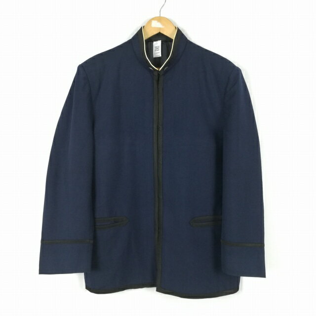 学生服 学ラン 180A 男子 富士ヨット 上着 ウール混 東洋大学附属姫路高校 海軍型学生服 ラウンドカラー サージ 紺 中古 ランクC a3 JJ6949