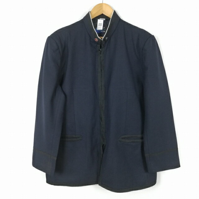 学生服 学ラン 180B 男子 富士ヨット 上着 丸洗い可 ウール混 海軍型学生服 ラウンドカラー サージ 紺 中古 ランクC a3 JJ6951