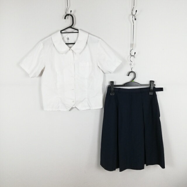 ブラウス スカート 上下2点セット M 夏物 女子 学生服 中学 高校 白 制服 中古 ランクC NA5851