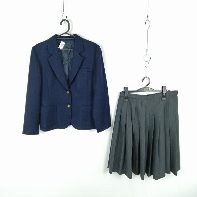 ブレザー スカート 上下2点セット 大きいサイズ 冬物 女子 学生服 静岡田方農業高校 紺 制服 中古 ランクC NA5854
