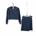 セーラー服 スカート 上下2点セット 大きいサイズ 冬物 赤2本線 女子 学生服 鹿児島甲南中学 紺 制服 中古 ランクC NA8105
