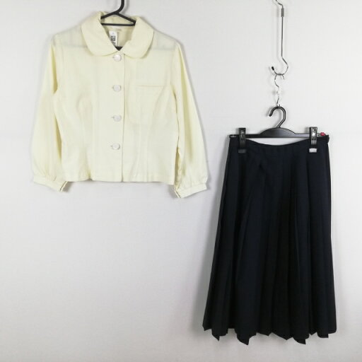 ブラウス スカート 上下2点セット 中間服 女子 学生服 中学 高校 黄 制服 中古 ランクC EY0964 ブラウス スカート 上下2点セット 中間服 女子 学生服 中学 高校 黄 制服 中古 ランクC EY0964