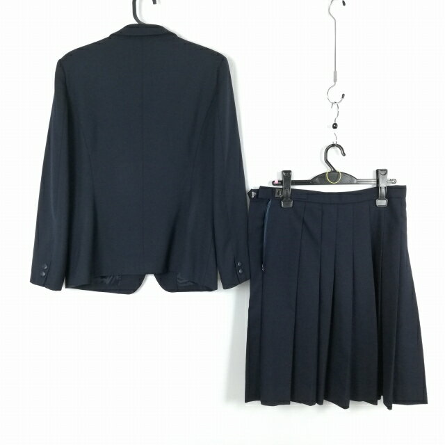 ブレザー スカート 上下2点セット 冬物 女子 学生服 中学 高校 紺 制服 中古 ランクC EY5723