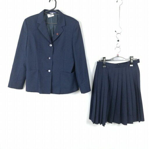 ブレザー スカート 上下2点セット 大きいサイズ 冬物 女子 学生服 中学 高校 紺 制服 中古 ランクC EY5728 ブレザー スカート 上下2点セット 大きいサイズ 冬物 女子 学生服 中学 高校 紺 制服 中古 ランクC EY5728