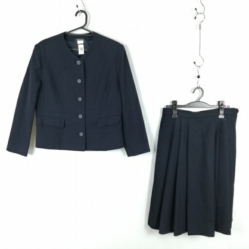 ジャケット スカート 上下2点セット 大きいサイズ 冬物 女子 学生服 中学 高校 紺 制服 中古 ランクC EY9425 ジャケット スカート 上下2点セット 大きいサイズ 冬物 女子 学生服 中学 高校 紺 制服 中古 ランクC EY9425