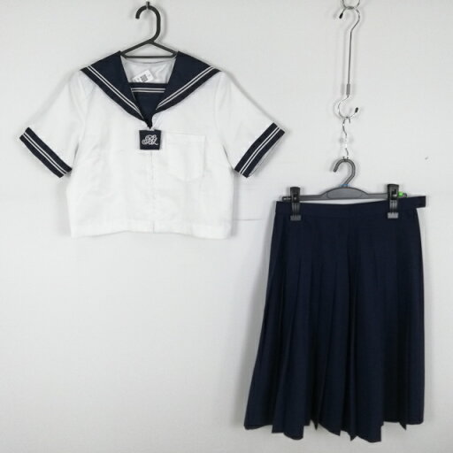 コスプレ セーラー服 スカート 上下2点セット M 白2本線 女子 学生服 中学 高校 白 制服 中古 GM1494 コスプレ セーラー服 スカート 上下2点セット M 白2本線 女子 学生服 中学 高校 白 制服 中古 GM1494
