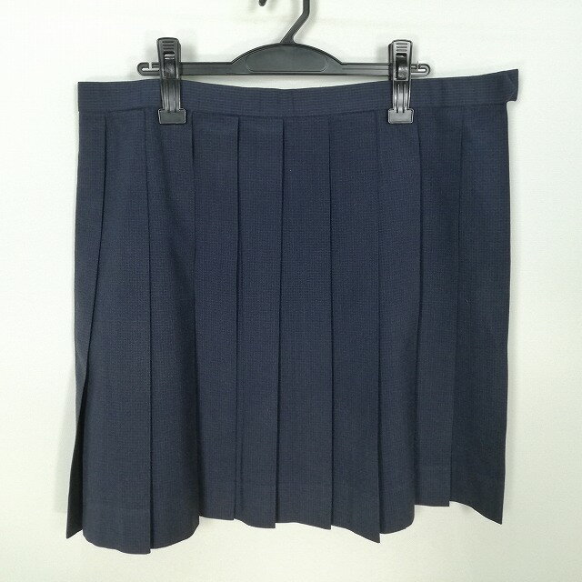 スクールスカート 大きいサイズ 夏物 w85-丈53 チェック 中学 高校 プリーツ 学生服 制服 女子 中古 HK1879