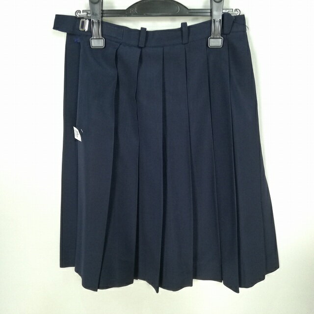 スクールスカート 夏物 w66-丈57 紺 中学 高校 森英恵 プリーツ 学生服 制服 女子 中古 HK3302