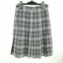 スクールスカート 夏物 w66-丈60 チェック 中学 高校 プリーツ 学生服 制服 女子 中古 HK4220