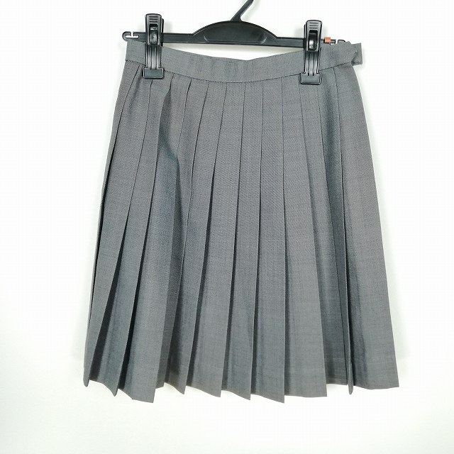 スクールスカート 夏物 w62-丈49 ストライプ 中学 高校 プリーツ 学生服 制服 女子 中古 HK4236