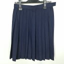 スクールスカート 冬物 w63-丈52 紺 中学 高校 プリーツ 学生服 制服 女子 中古 HK5701