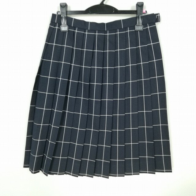 スクールスカート 大きいサイズ 冬物 w72-丈60 チェック 中学 高校 小野塚秋良 プリーツ 学生服 制服 女子 中古 HK6445