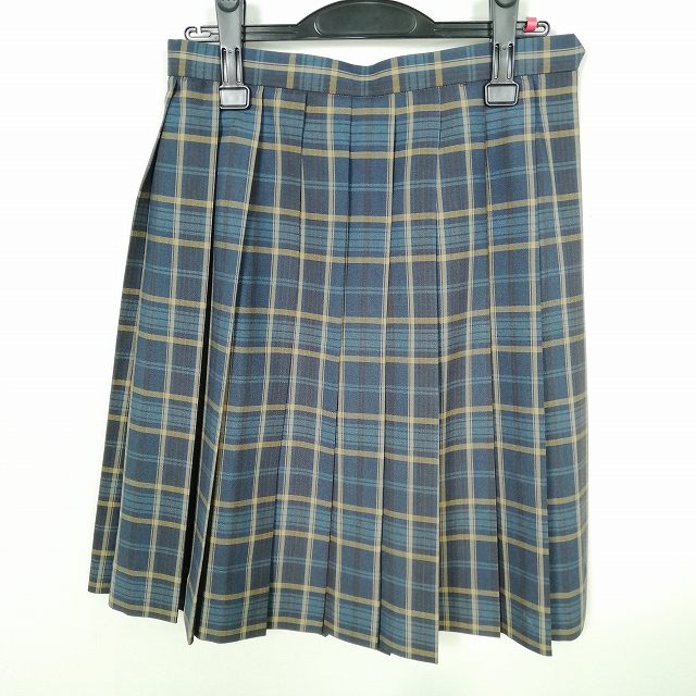 スクールスカート 夏物 w63-丈57 チェック 中学 高校 プリーツ 学生服 制服 女子 中古 HK6651