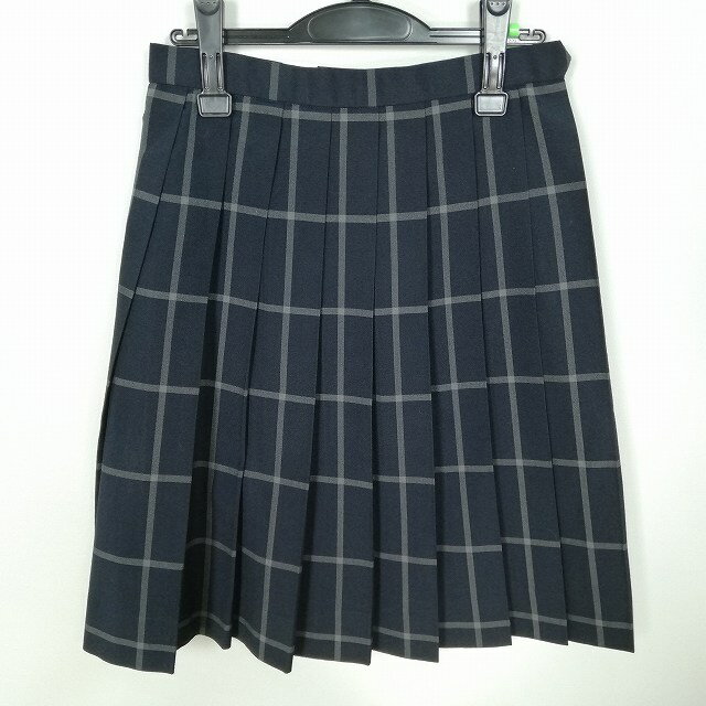 スクールスカート 夏物 w66-丈59 チェック 中学 高校 プリーツ 学生服 制服 女子 中古 HK8129
