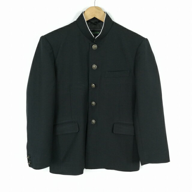 学生服 学ラン 160A 男子 上着 標準型学生服 ラウンドカラー カシドス 黒 中古 ランクC a3 JJ6396
