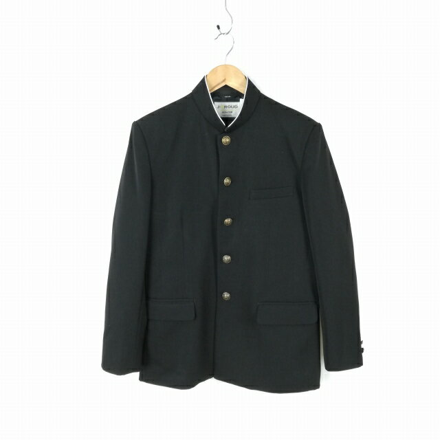 学生服 学ラン 170A 男子 富士ヨット 上着 ウール混 標準型学生服 ラウンドカラー カシドス 黒 中古 ランクC a3 JJ6409