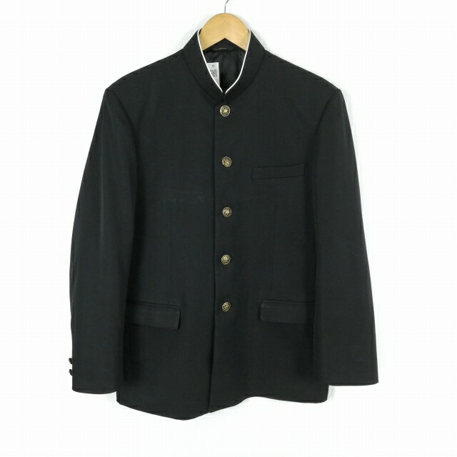 学生服 学ラン 180A 男子 上着 ウール混 標準型学生服 ラウンドカラー カシドス 黒 中古 ランクC a3 JJ6413