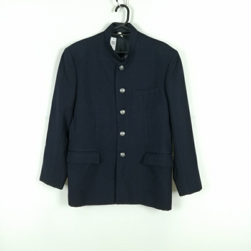学生服 学ラン 175A 男子 上着 ウール混 学校指定制服 ラウンドカラー サージ 紺 中古 ランクC a3 JJ6416