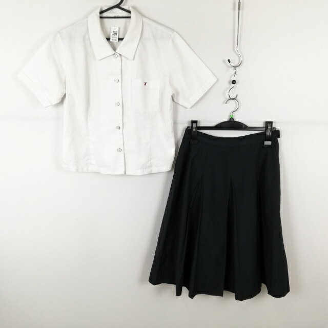 ブラウス スカート 上下2点セット L 富士ヨット 夏物 女子 学生服 兵庫福崎高校 白 制服 中古 ランクC NA5883