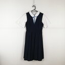 ジャンパースカート 紐タイ バスト84 ウエスト68 夏物 女子 学生服 中学 高校 紺 制服 中古 ランクC NA8112