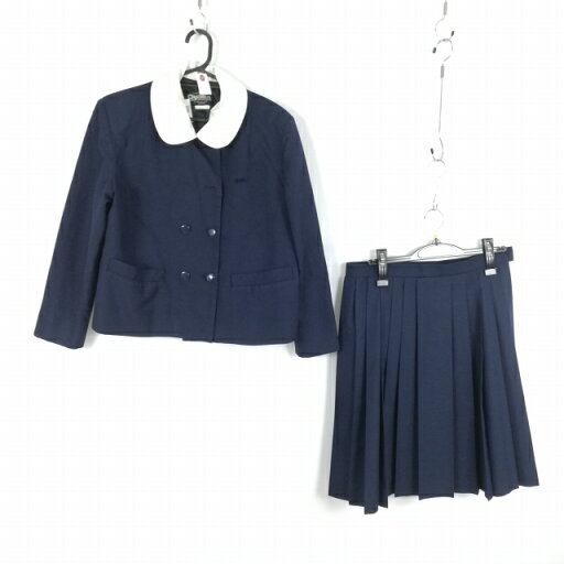 ジャケット スカート 上下2点セット 大きいサイズ 冬物 女子 学生服 中学 高校 紺 制服 中古 ランクC EY0996 ジャケット スカート 上下2点セット 大きいサイズ 冬物 女子 学生服 中学 高校 紺 制服 中古 ランクC EY0996