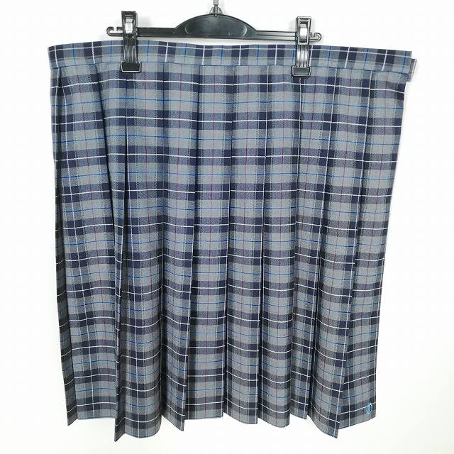 スクールスカート 大きいサイズ 冬物 w106-丈63 チェック 中学 高校 プリーツ 学生服 制服 女子 中古 HK1910