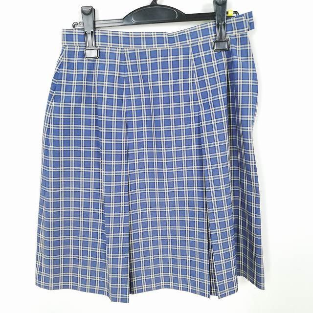 スクールスカート 夏物 w69-丈55 チェック 中学 高校 プリーツ 学生服 制服 女子 中古 HK1917
