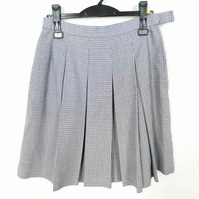スクールスカート 冬物 w69-丈53 チェック 中学 高校 プリーツ 学生服 制服 女子 中古 HK1944