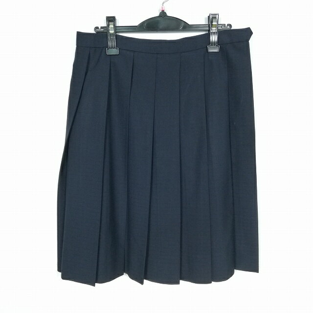 スクールスカート 大きいサイズ 夏物 w72-丈59 紺 中学 高校 プリーツ 学生服 制服 女子 中古 HK2062