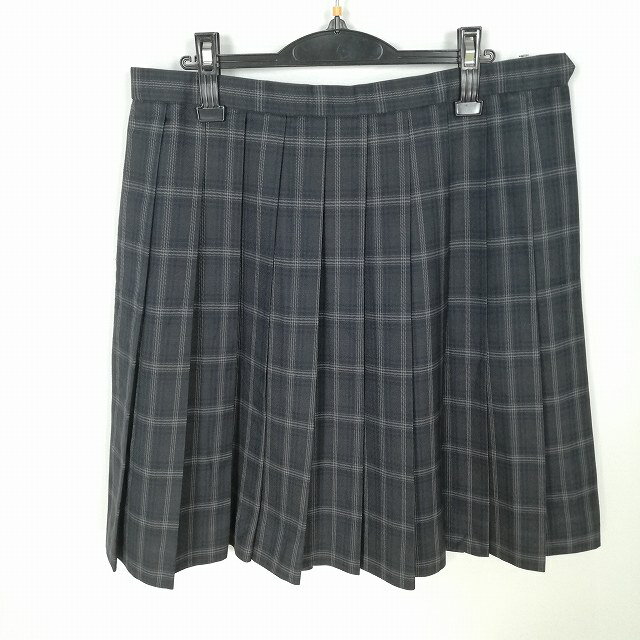 スクールスカート 大きいサイズ 冬物 w80-丈58 チェック 中学 高校 プリーツ 学生服 制服 女子 中古 HK3848