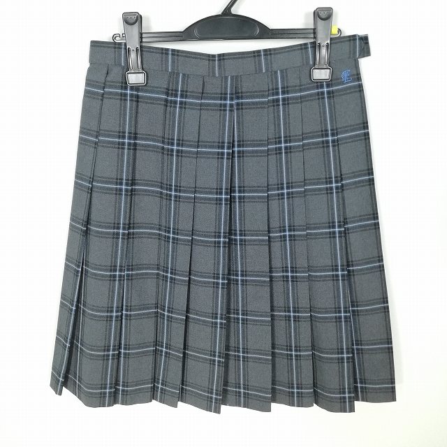 スクールスカート 夏物 w69-丈59 チェック 中学 高校 プリーツ 学生服 制服 女子 中古 HK3851