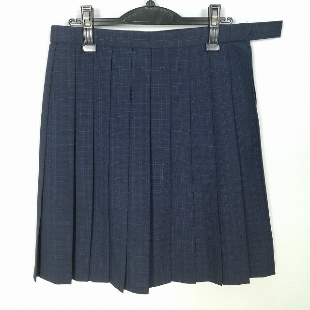 スクールスカート 大きいサイズ 夏物 w72-丈58 チェック 福岡市立中学標準服 プリーツ 学生服 制服 女子 中古 HK3852