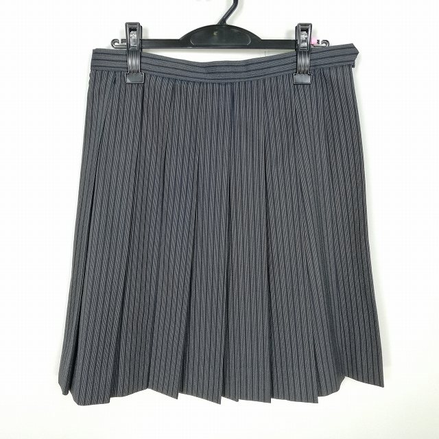 スクールスカート 大きいサイズ 夏物 w72-丈53 ストライプ 中学 高校 プリーツ 学生服 制服 女子 中古 HK4261
