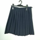 スクールスカート 夏物 w66-丈51 紺 中学 高校 プリーツ 学生服 制服 女子 中古 HK5576