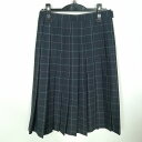 スクールスカート 夏物 w63-丈66 チェック 中学 高校 プリーツ 学生服 制服 女子 中古 HK8140