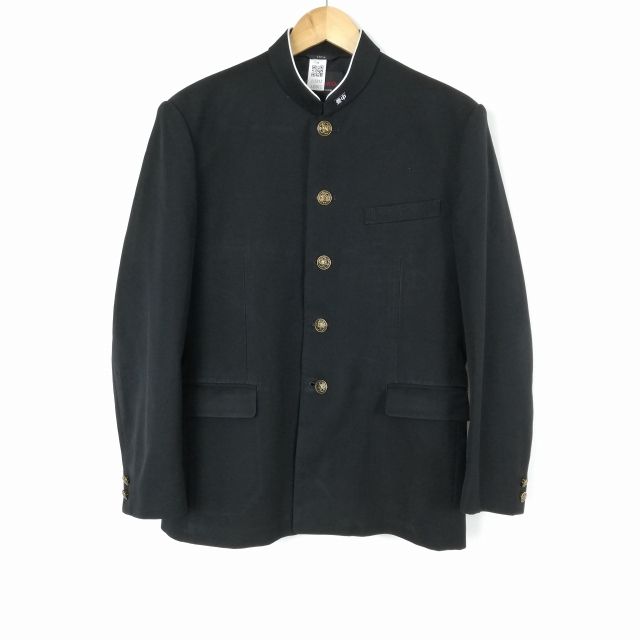 学生服 学ラン 170A 男子 カンコー 上着 標準型学生服 ラウンドカラー サージ 黒 中古 ランクC a3 JJ5912
