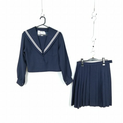 セーラー服 スカート 上下2点セット 大きいサイズ 冬物 白2本線 女子 学生服 中学 高校 紺 制服 中古 ランクC NA5957 セーラー服 スカート 上下2点セット 大きいサイズ 冬物 白2本線 女子 学生服 中学 高校 紺 制服 中古 ランクC NA5957