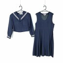 セーラー服 ジャンパースカート 上下2点セット 冬物 白4本線 女子 学生服 中学 高校 紺 制服 中古 ランクC NA8110