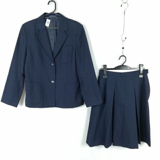 ブレザー スカート 上下2点セット 大きいサイズ 冬物 女子 学生服 中学 高校 紺 制服 中古 ランクC EY1015 ブレザー スカート 上下2点セット 大きいサイズ 冬物 女子 学生服 中学 高校 紺 制服 中古 ランクC EY1015