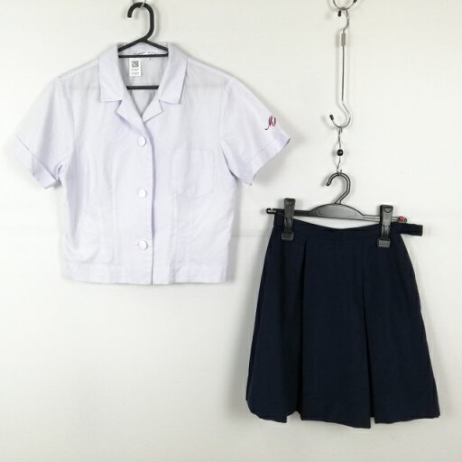 ブラウス ミニスカート 上下2点セット 夏物 女子 学生服 宮崎商業高校 白 制服 中古 ランクB EY1021 ブラウス ミニスカート 上下2点セット 夏物 女子 学生服 宮崎商業高校 白 制服 中古 ランクB EY1021