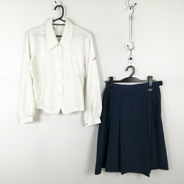 ブラウス スカート 上下2点セット L 中間服 女子 学生服 宮崎商業高校 白 制服 中古 ランクC EY1022